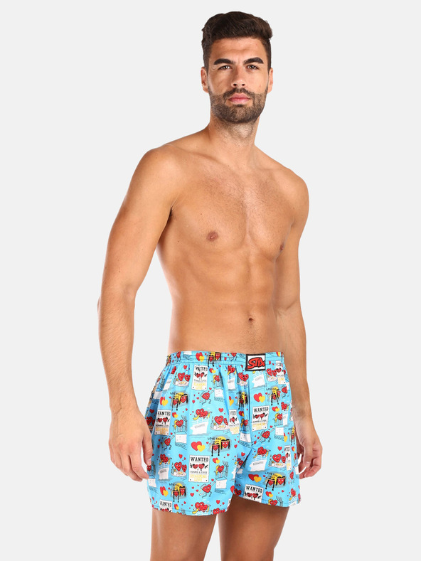 Styx Set di tre pantaloncini da uomo a fantasia in azzurro, grigio e rosso STYX