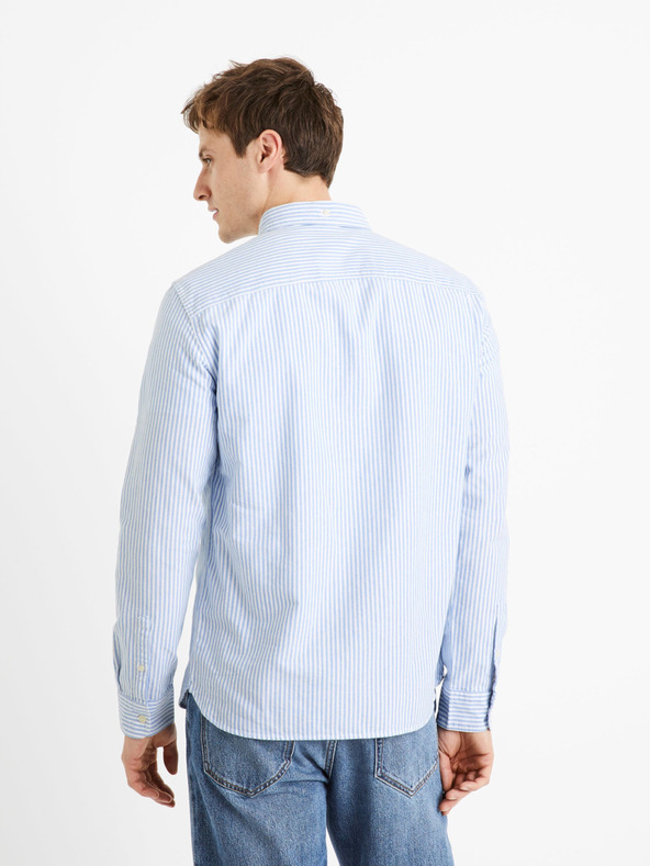 Celio Camicia celeste a righe regular fit da uomo Celio Caoxfordy