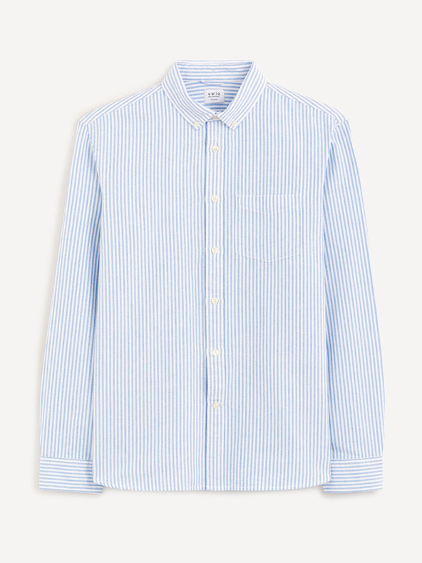 Celio Camicia celeste a righe regular fit da uomo Celio Caoxfordy