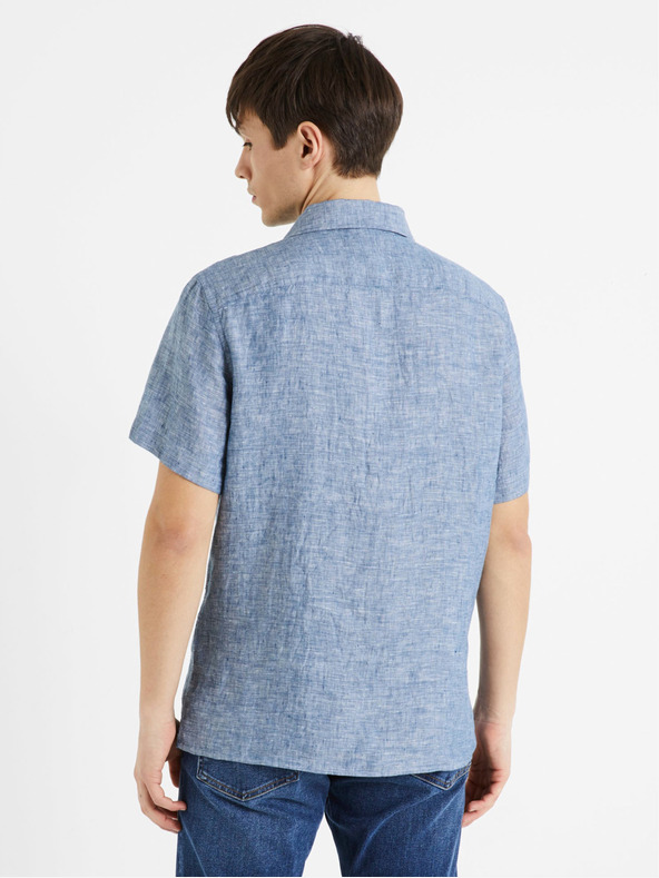 Celio Camicia blu da uomo in lino Celio Damralin