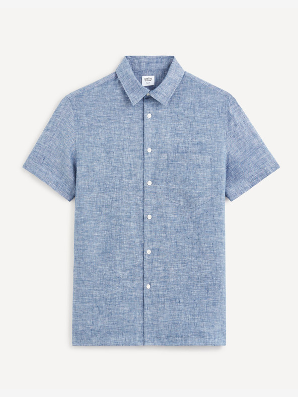 Celio Camicia blu da uomo in lino Celio Damralin