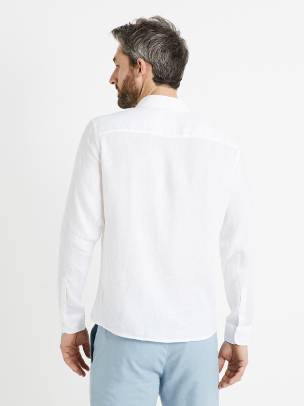 Celio Camicia bianca da uomo in lino Celio Daflix