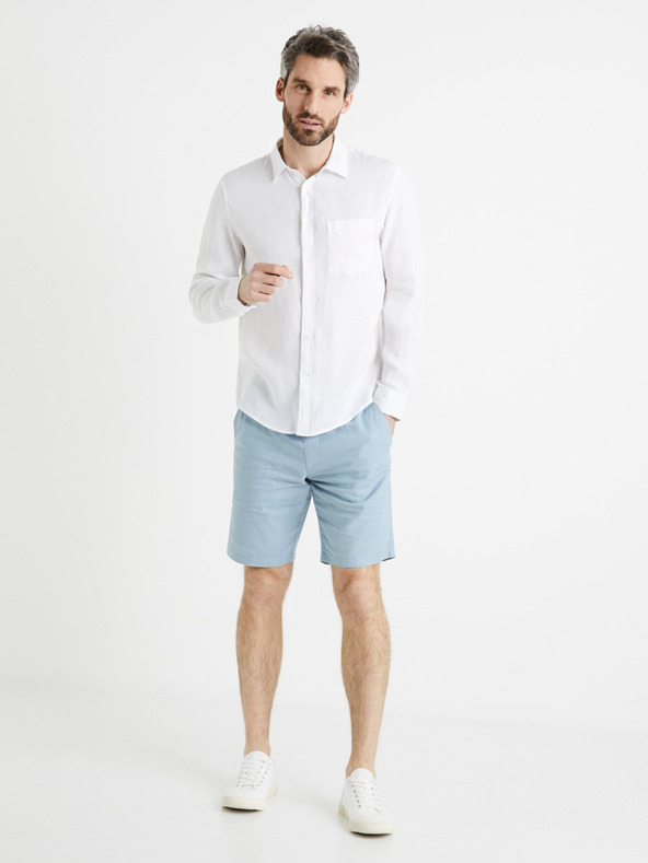 Celio Camicia bianca da uomo in lino Celio Daflix