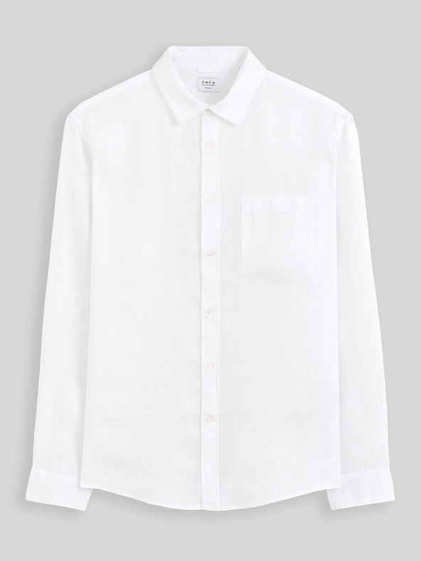 Celio Camicia bianca da uomo in lino Celio Daflix