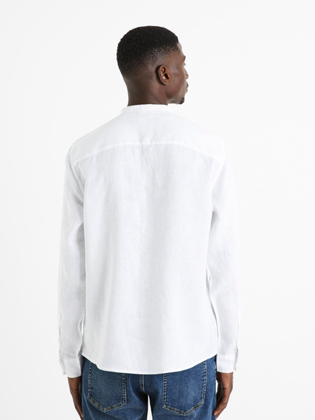 Celio Camicia da uomo bianca in lino Celio Damaolin
