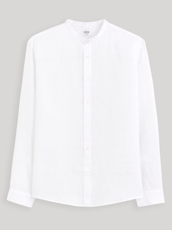 Celio Camicia da uomo bianca in lino Celio Damaolin
