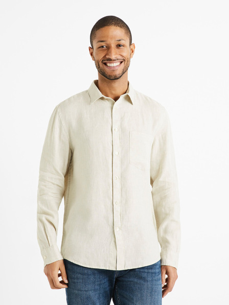 Celio Camicia di lino da uomo color crema Celio Daflix