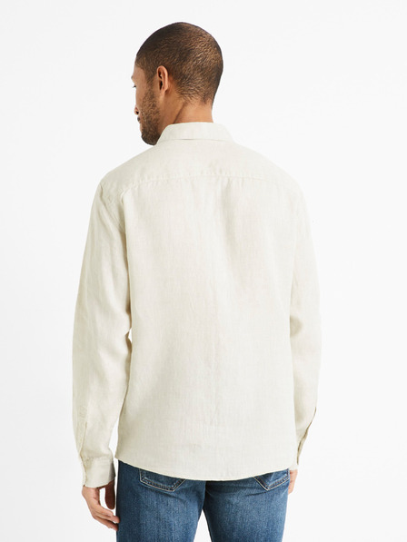 Celio Camicia di lino da uomo color crema Celio Daflix