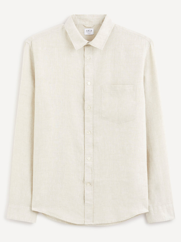 Celio Camicia di lino da uomo color crema Celio Daflix