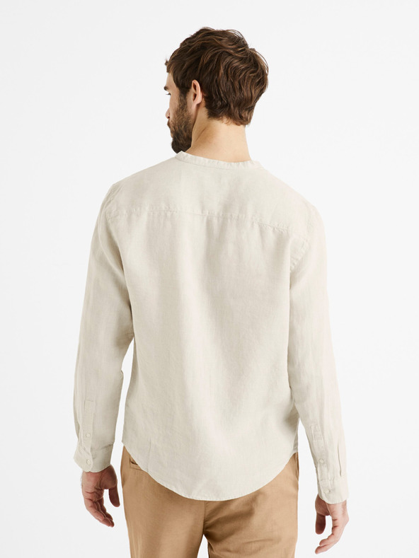 Celio Camicia di lino beige da uomo Celio Damaolin