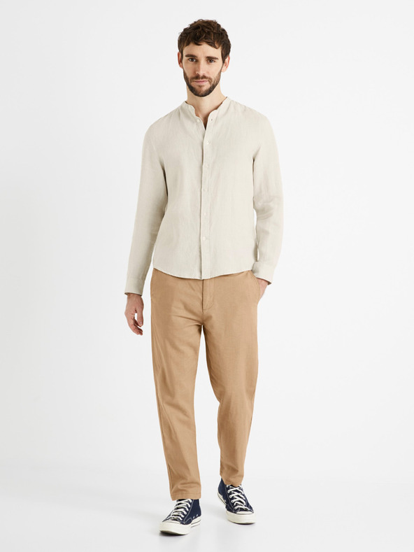 Celio Camicia di lino beige da uomo Celio Damaolin