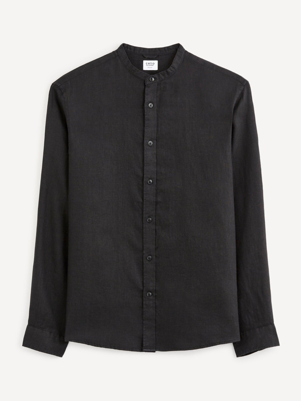 Celio Camicia di lino da uomo nera Celio Damaolin