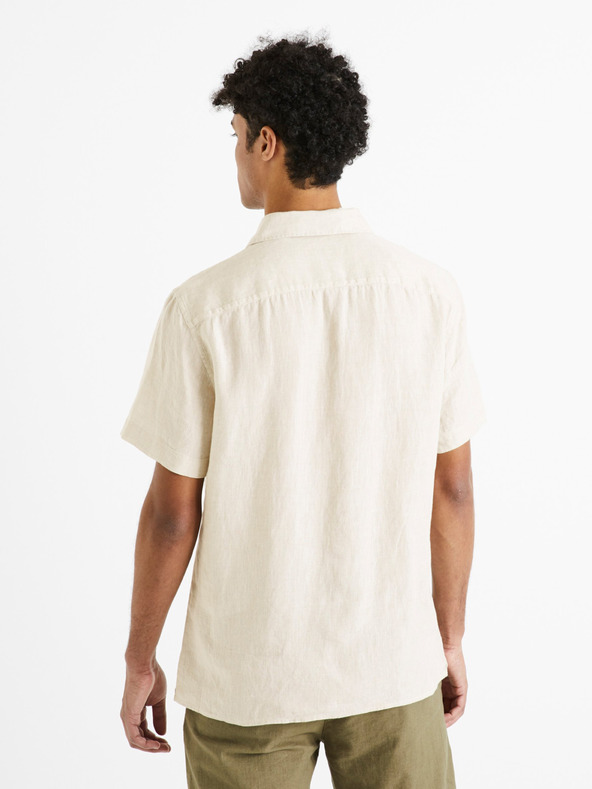 Celio Camicia di lino Celio Damarlin da uomo color crema