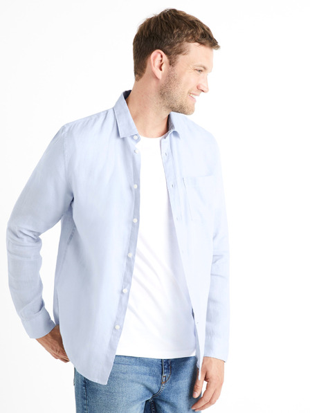 Celio Camicia Celio Daflix da uomo in lino blu chiaro