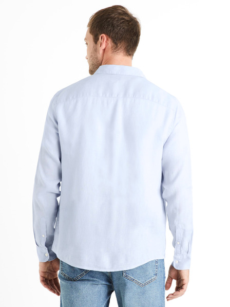 Celio Camicia Celio Daflix da uomo in lino blu chiaro