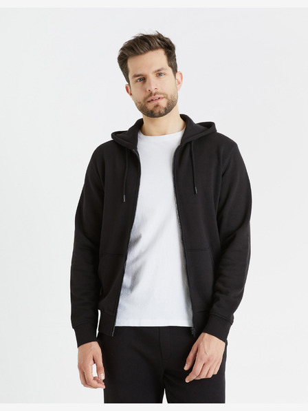 Celio Felpa nera con cappuccio basic da uomo Celio Fethree