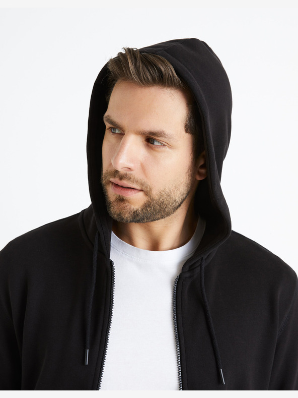 Celio Felpa nera con cappuccio basic da uomo Celio Fethree