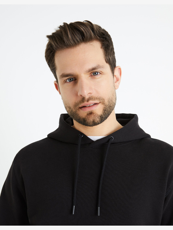 Celio Felpa nera con cappuccio da uomo Celio Fesix