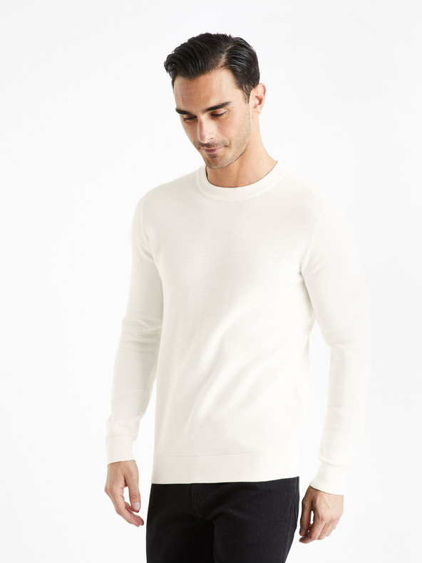 Celio Maglione basic da uomo color crema Celio Bepic