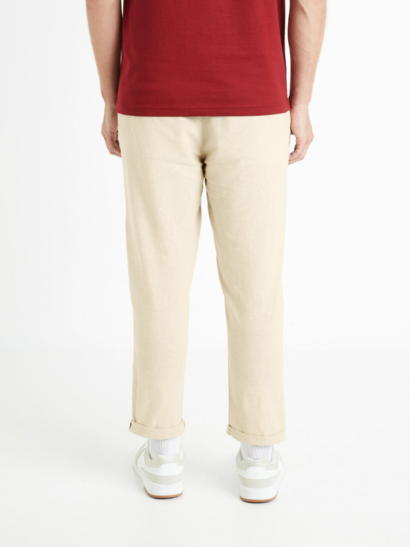 Celio Pantaloni da uomo in misto lino beige Celio Dolinco