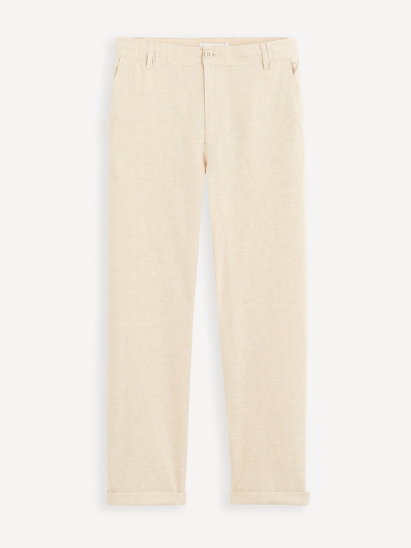 Celio Pantaloni da uomo in misto lino beige Celio Dolinco