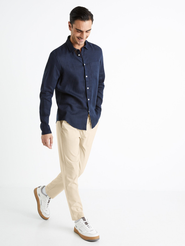 Celio Camicia di lino blu scuro da uomo Celio Daflix