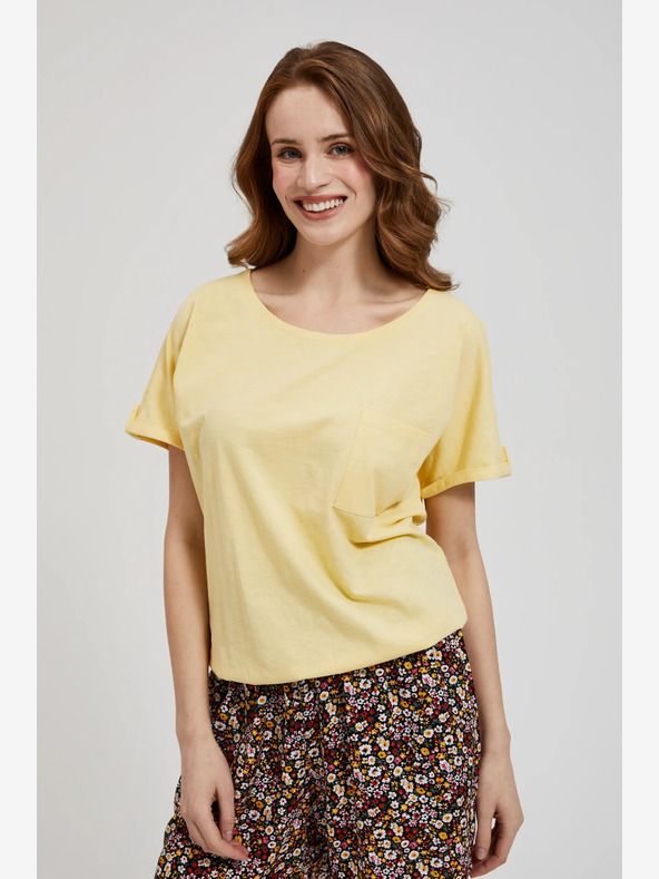 Moodo Camicia gialla con taschino e maniche arrotolate Moodo