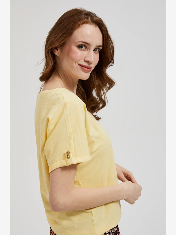 Moodo Camicia gialla con taschino e maniche arrotolate Moodo
