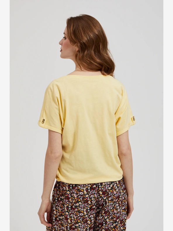 Moodo Camicia gialla con taschino e maniche arrotolate Moodo