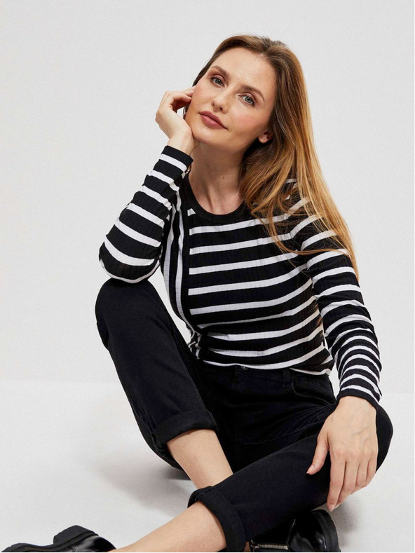 Moodo Camicia a righe bianca e nera da donna Moodo