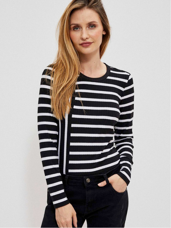 Moodo Camicia a righe bianca e nera da donna Moodo