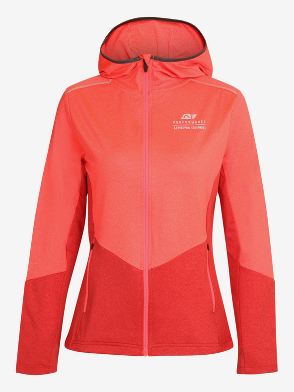 ALPINE PRO Felpa con cappuccio ad asciugatura rapida Alpine Pro Swana rosso e corallo da donna