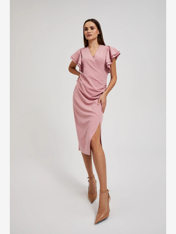 Moodo Abito rosa con volant sulle maniche Moodo