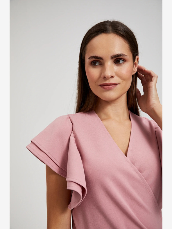 Moodo Abito rosa con volant sulle maniche Moodo
