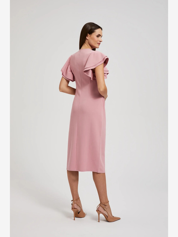 Moodo Abito rosa con volant sulle maniche Moodo