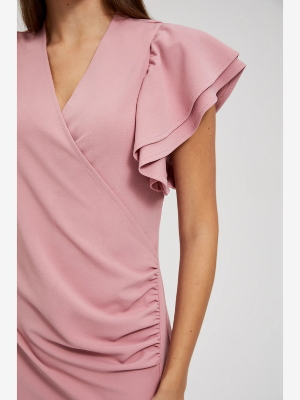 Moodo Abito rosa con volant sulle maniche Moodo