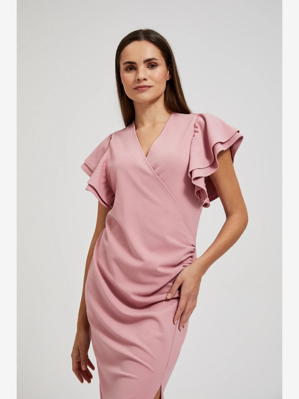 Moodo Abito rosa con volant sulle maniche Moodo