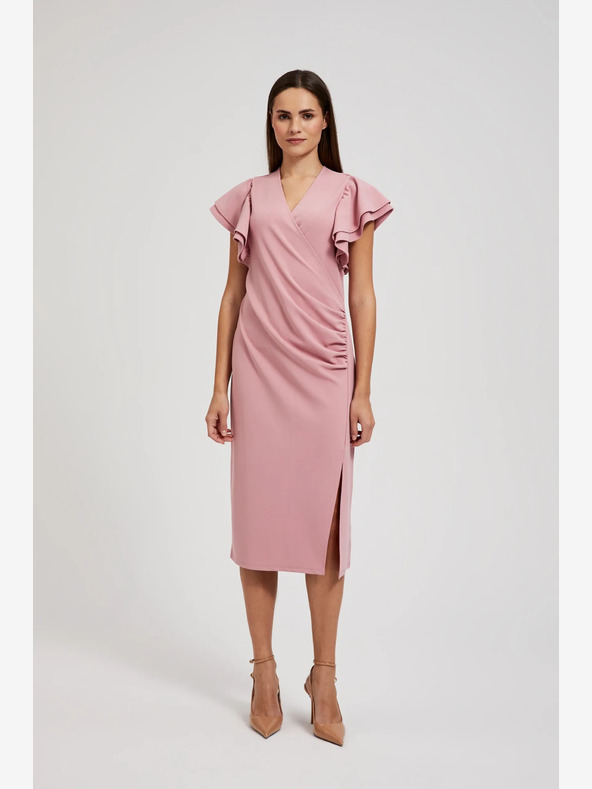 Moodo Abito rosa con volant sulle maniche Moodo