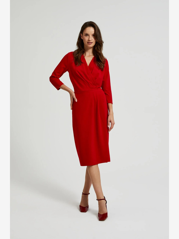 Moodo Abito midi rosso con ruches Moodo