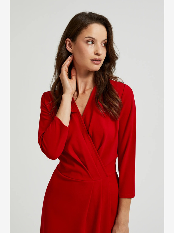 Moodo Abito midi rosso con ruches Moodo