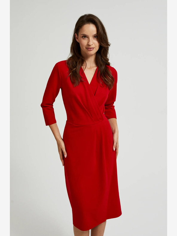 Moodo Abito midi rosso con ruches Moodo