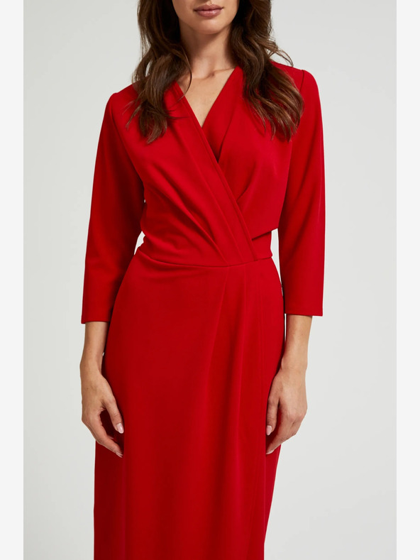 Moodo Abito midi rosso con ruches Moodo