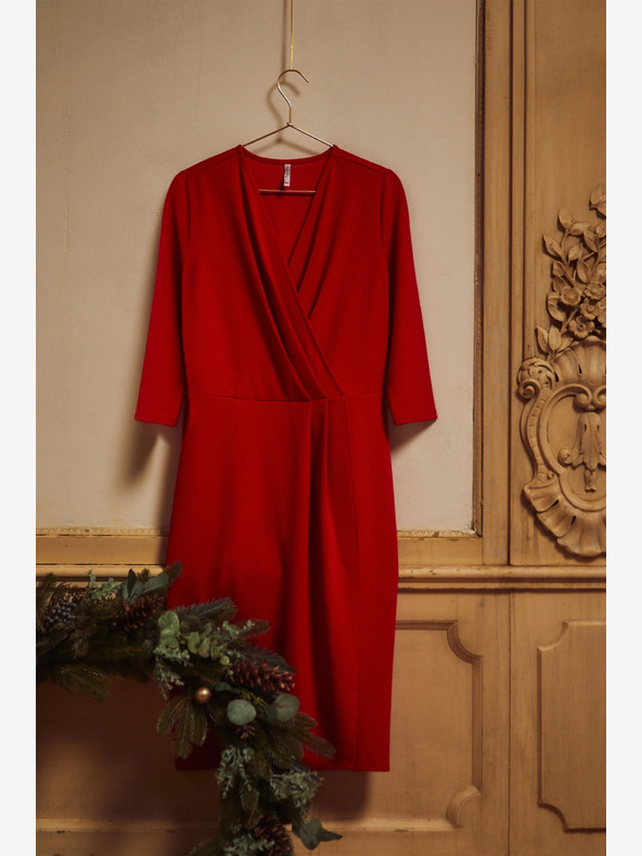 Moodo Abito midi rosso con ruches Moodo