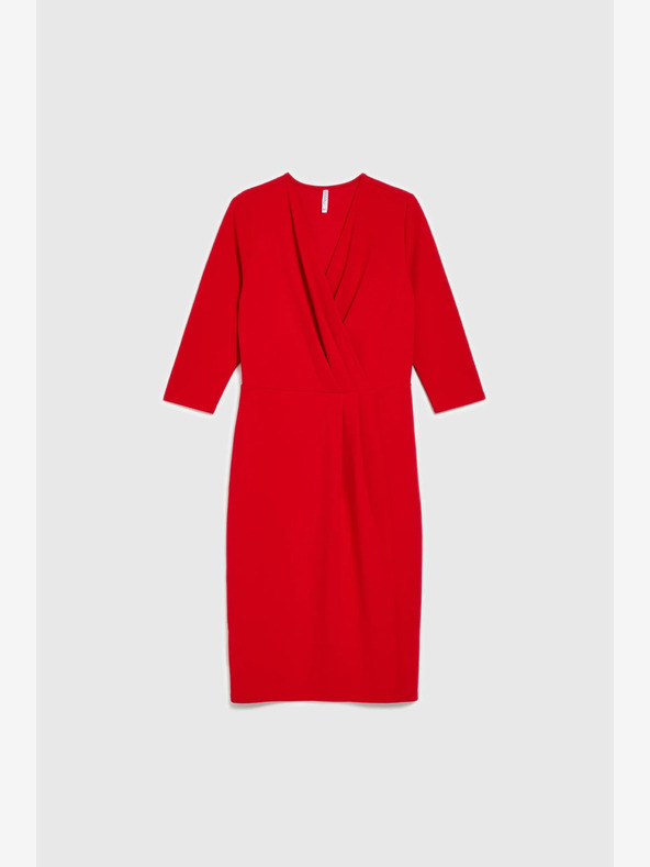 Moodo Abito midi rosso con ruches Moodo