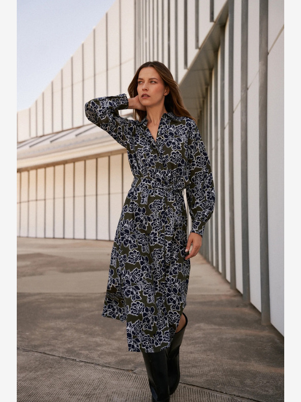 Moodo Abito camicia floreale da donna verde e blu Moodo