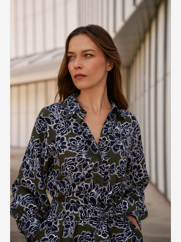 Moodo Abito camicia floreale da donna verde e blu Moodo