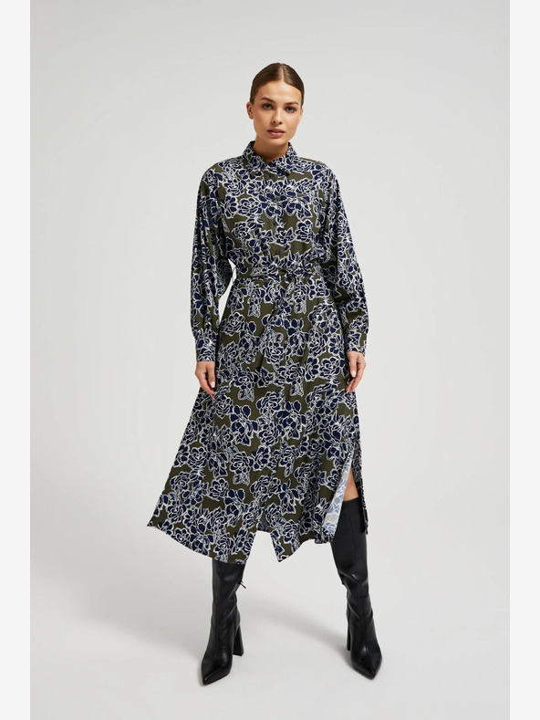 Moodo Abito camicia floreale da donna verde e blu Moodo