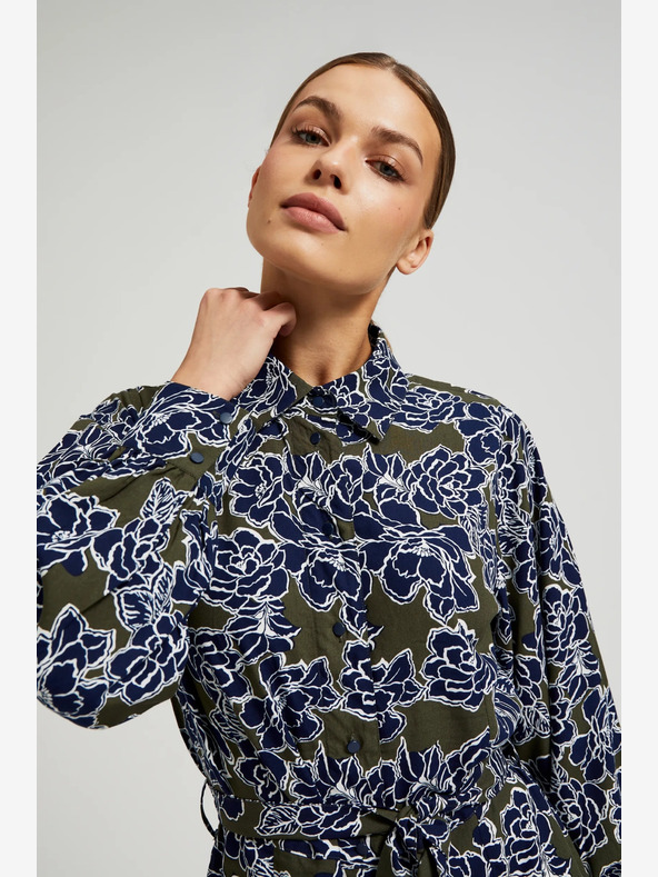 Moodo Abito camicia floreale da donna verde e blu Moodo