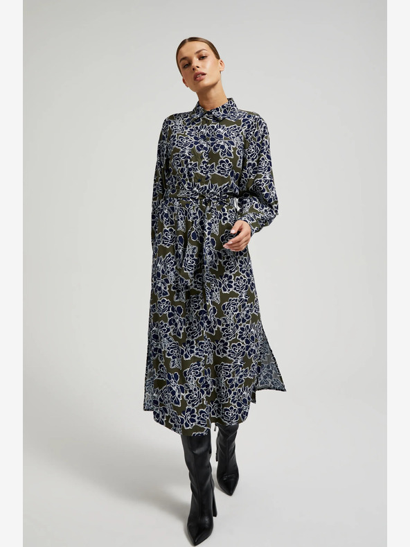 Moodo Abito camicia floreale da donna verde e blu Moodo