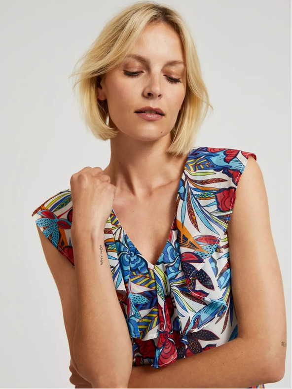 Moodo Abito midi floreale rosso e blu Moodo